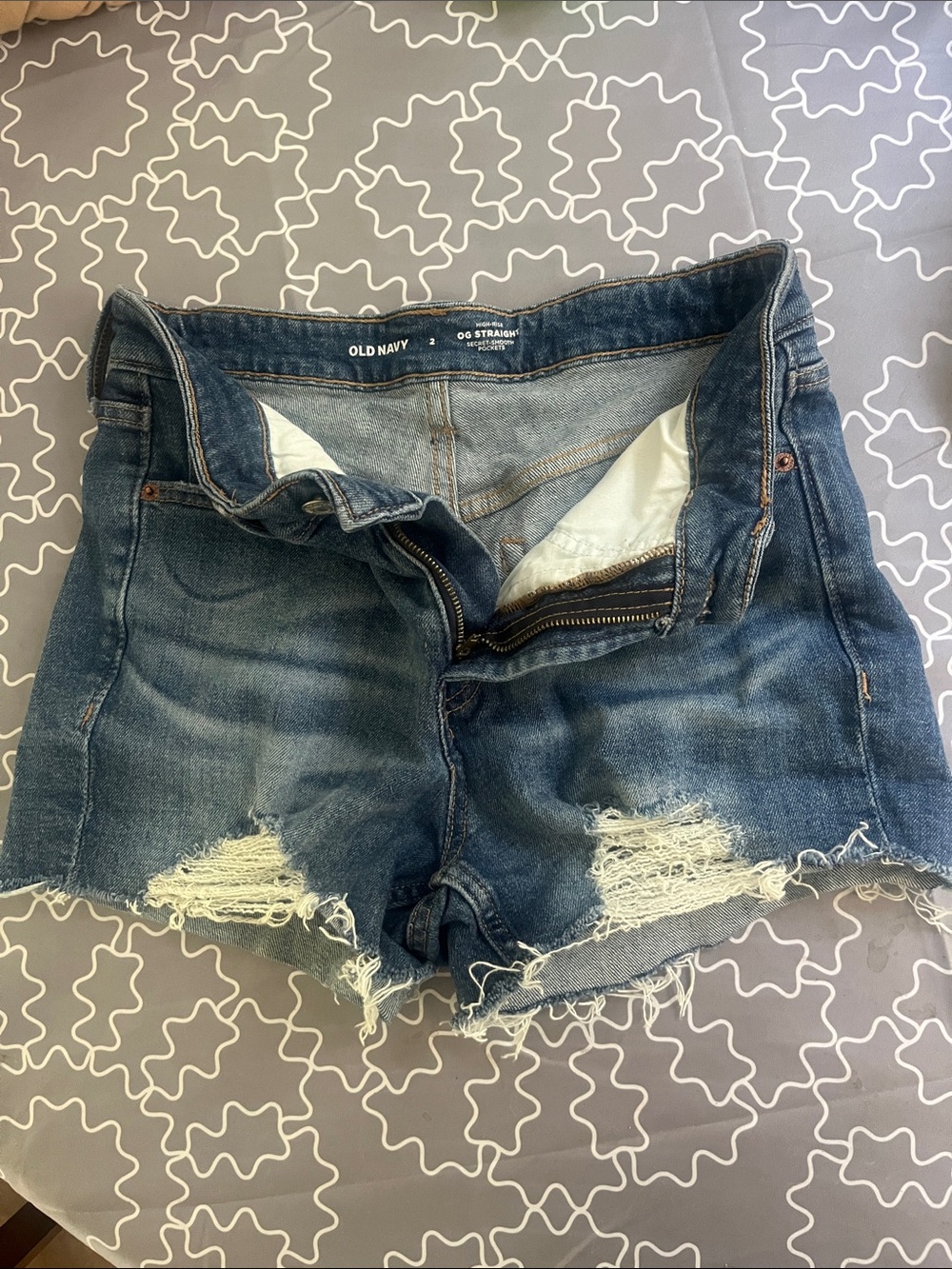 Old Navy OG straight Frayed Blue Denim Jean Shorts